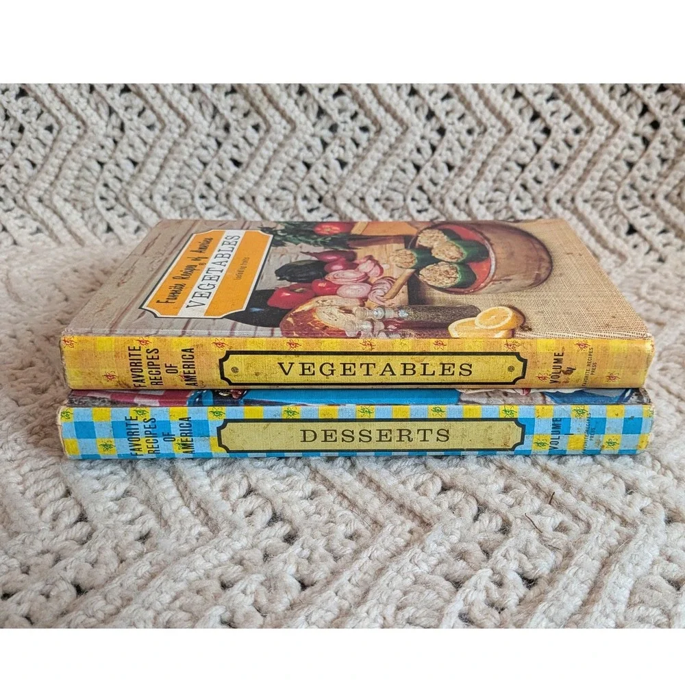 Vintage Favorite Recipes of America Cookbook Set Desserts & Vegetables Hardcover